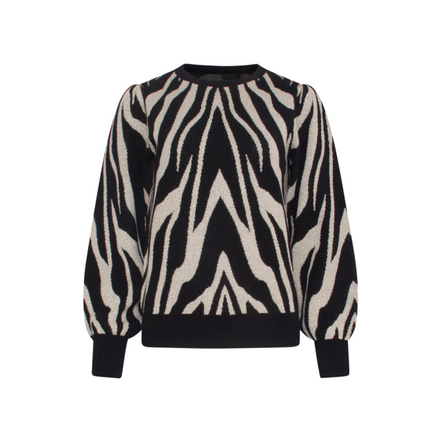 Smashed Lemon 23702-999-010 zebra print ronde hals gebreide top in 23702-999-010 large