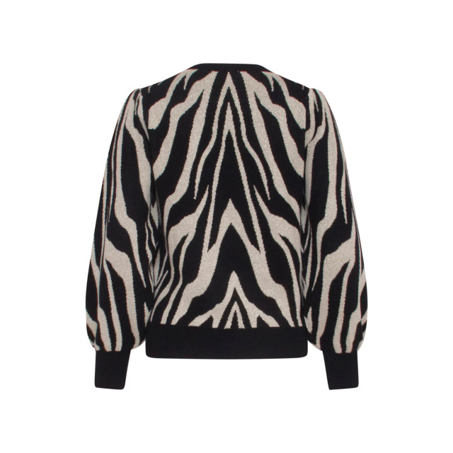 Smashed Lemon 23702-999-010 zebra print ronde hals gebreide top in 23702-999-010 large