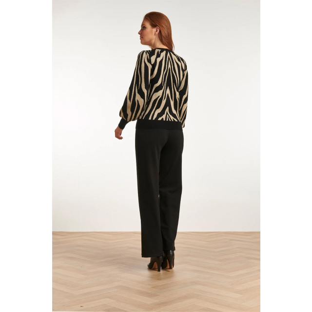 Smashed Lemon 23702-999-010 zebra print ronde hals gebreide top in 23702-999-010 large