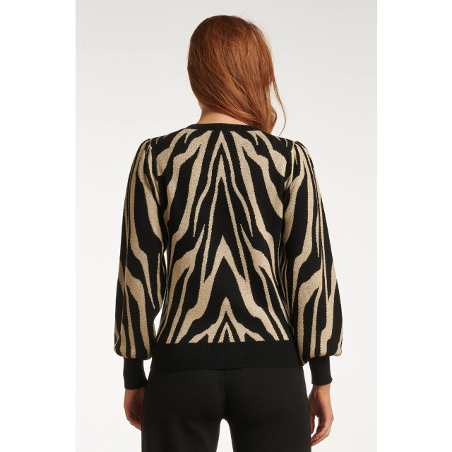 Smashed Lemon 23702-999-010 zebra print ronde hals gebreide top in 23702-999-010 large