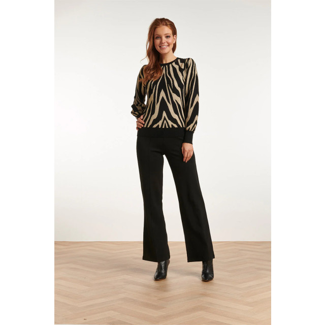 Smashed Lemon 23702-999-010 zebra print ronde hals gebreide top in 23702-999-010 large