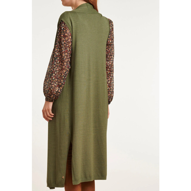 Smashed Lemon 23601 stijlvolle mouwloze cardigan in army green 23601-550-XL large