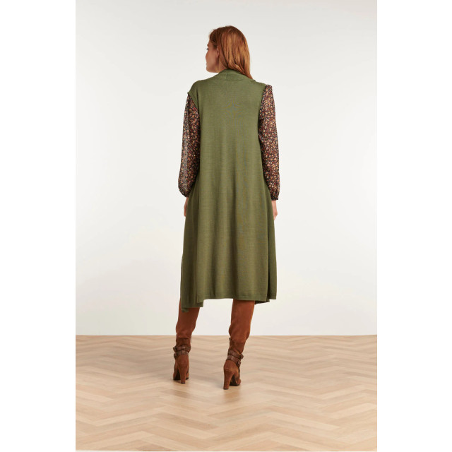 Smashed Lemon 23601 stijlvolle mouwloze cardigan in army green 23601-550-XL large