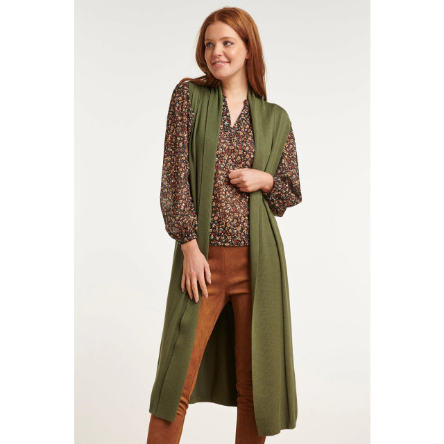 Smashed Lemon 23601 stijlvolle mouwloze cardigan in army green 23601-550-XL large