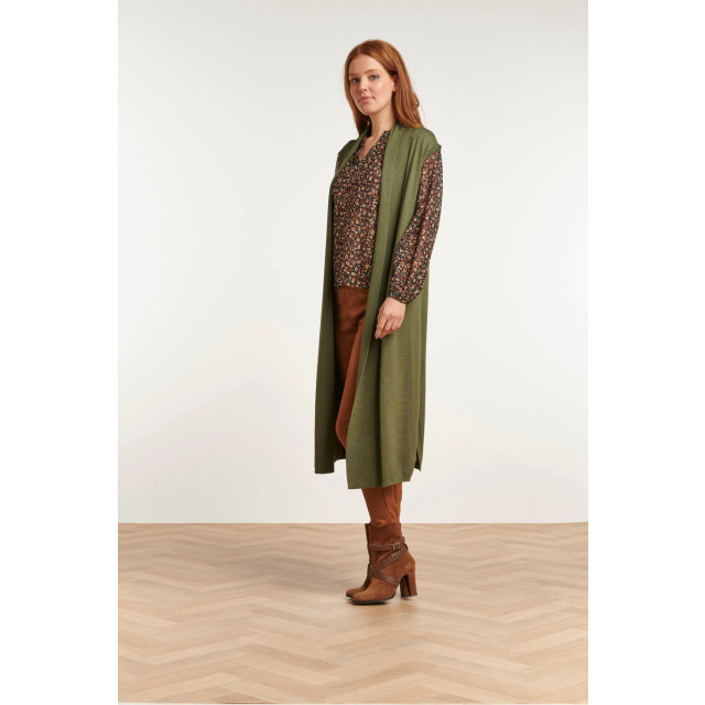 Smashed Lemon 23601 stijlvolle mouwloze cardigan in army green 23601-550-XL large