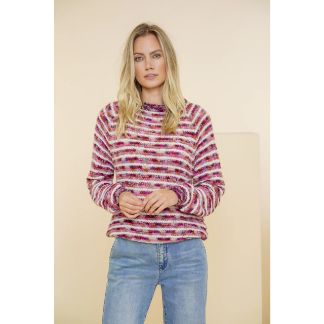 Geisha 44861-70 445 pullover stripes fuchsia/mauve/off white 44861-70 445 large