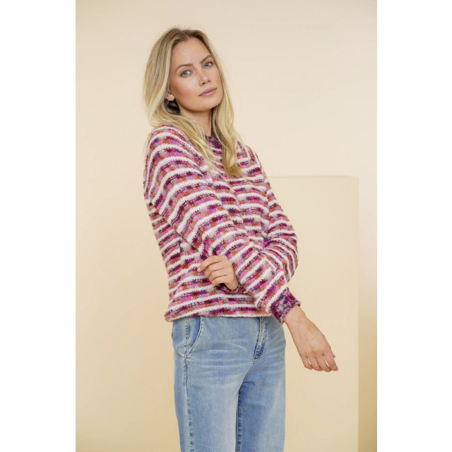 Geisha 44861-70 445 pullover stripes fuchsia/mauve/off white 44861-70 445 large