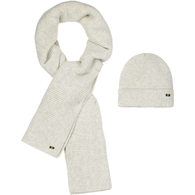 No Excess Beenie + scarf rib knit set grey melange 25950902-102 large