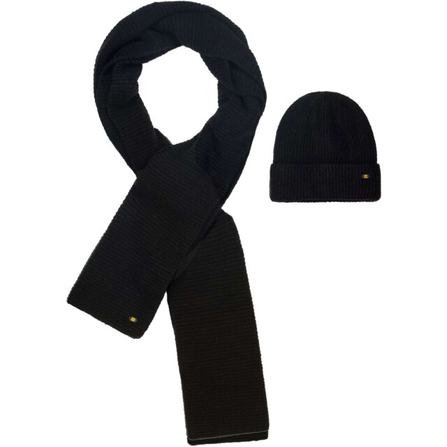 No Excess Beenie + scarf rib knit set black 25950902-020 large