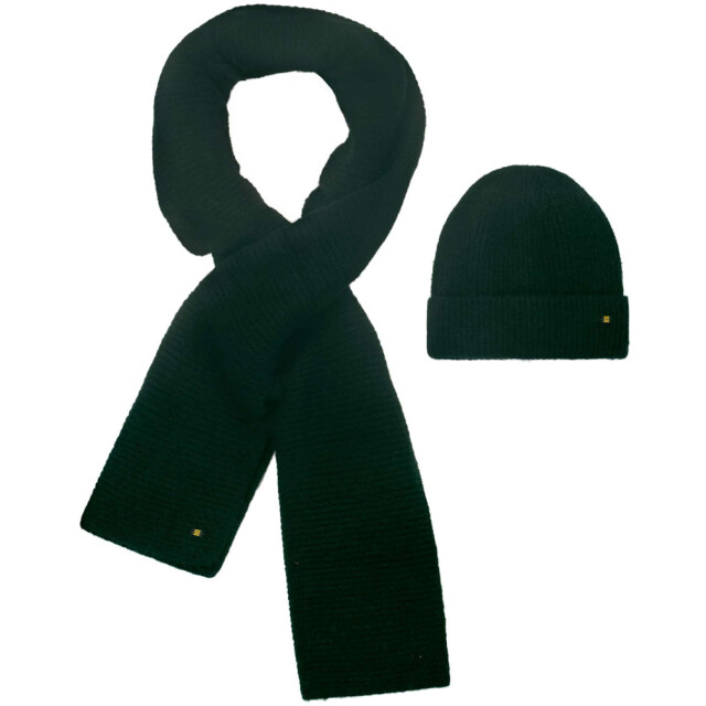No Excess Beenie + scarf rib knit set dark green 25950902-052 large