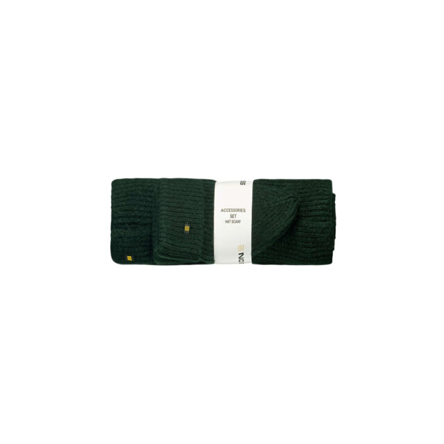 No Excess Beenie + scarf rib knit set dark green 25950902-052 large