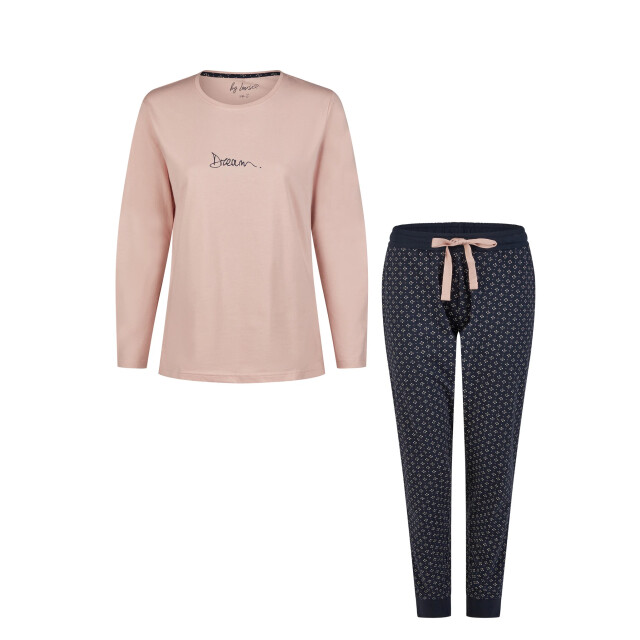 By Louise Essential dames pyjama set lang katoen roze BL-997-2+992-1 large
