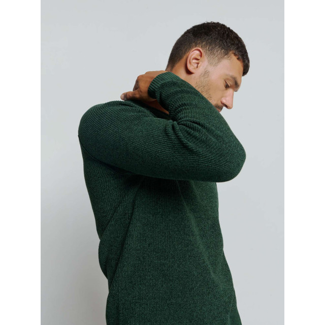 No Excess Pullover crewneck 2 coloured chenil dark green 25210917-052 large