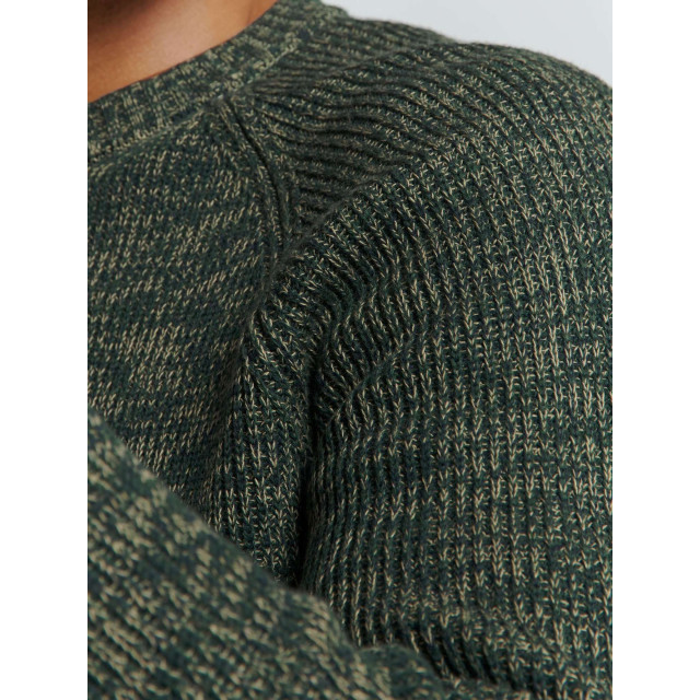 No Excess Pullover crewneck 3 coloured rib dark green 25230956-052 large