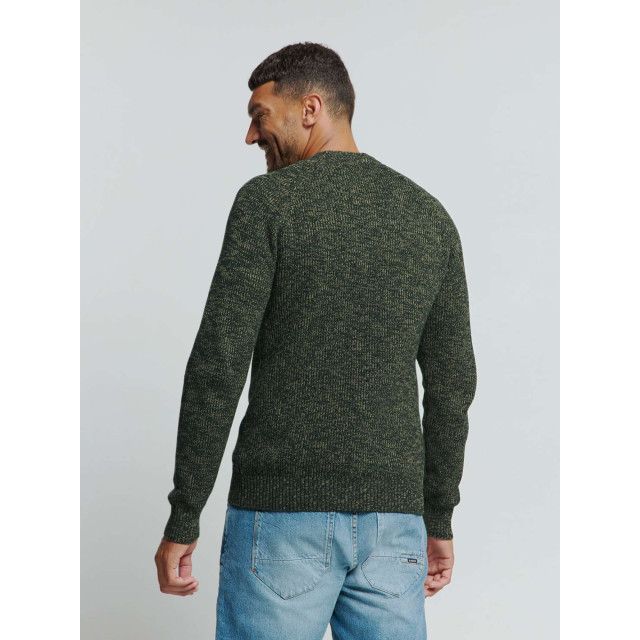 No Excess Pullover crewneck 3 coloured rib dark green 25230956-052 large