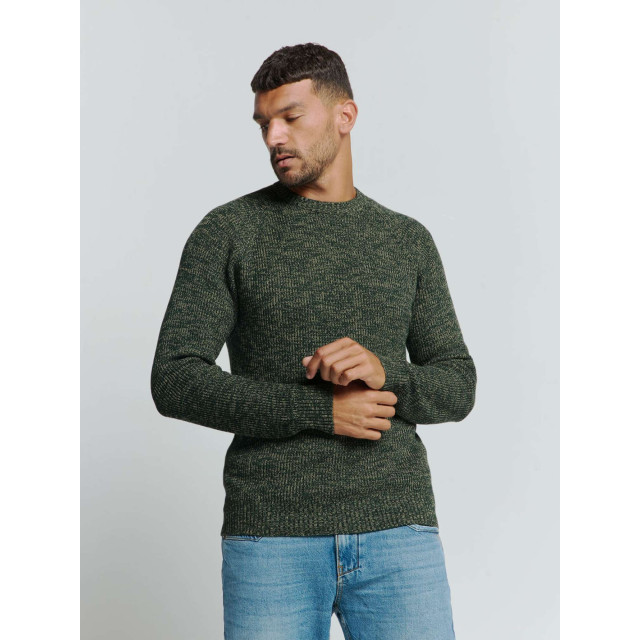 No Excess Pullover crewneck 3 coloured rib dark green 25230956-052 large