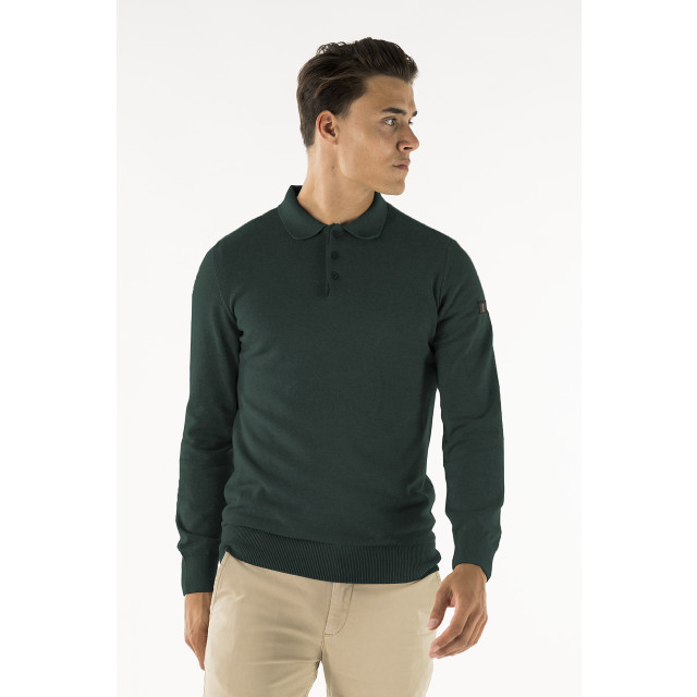 PRESLY & SUN Brad long sleeve knitted polo PS-BRAD-GRN-L large