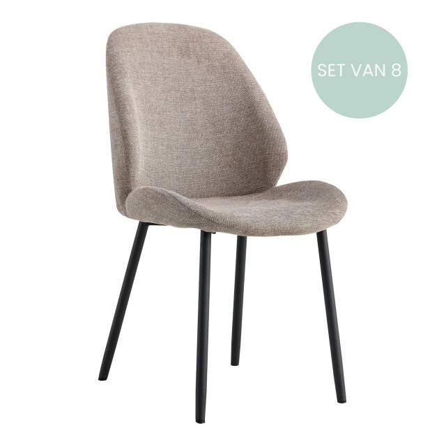 Lewis & Loft Eetkamerstoelen lola polyester staal grijs set van 8 2974816 large