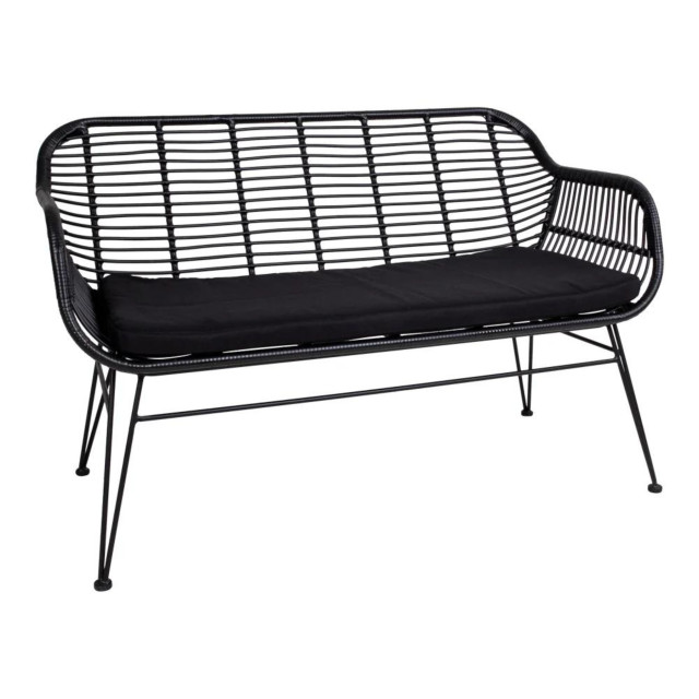 QUVIO Tuinbank thom met kussen staal pe rattan - 2974832 large