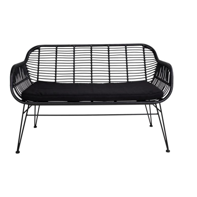 QUVIO Tuinbank thom met kussen staal pe rattan - 2974832 large