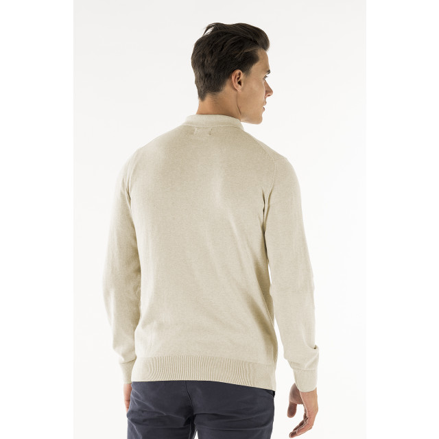 PRESLY & SUN Brad long sleeve knitted polo PS-BRAD-BEI-M large