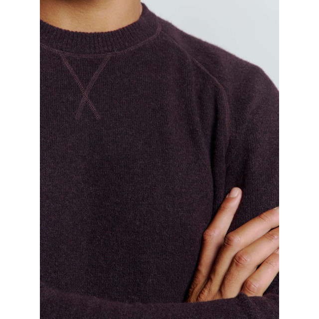 No Excess Pullover crewneck melange with wool aubergine 25210922-083 large