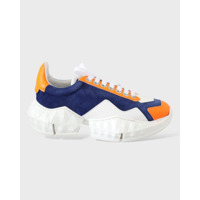 Jimmy Choo Diamant blauw / oranje leren sneakers Jimmy Choo Diamant Blauw / Oranje Leren Sneakers large