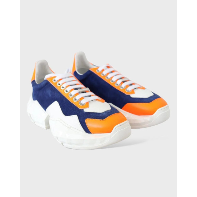 Jimmy Choo Diamant blauw / oranje leren sneakers Jimmy Choo Diamant Blauw / Oranje Leren Sneakers large