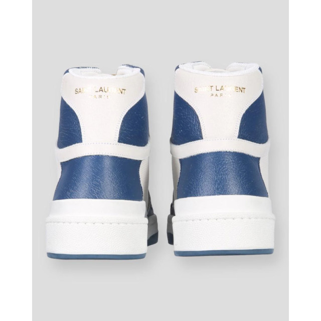 Saint Laurent Kalfsleer mid top sneakers wit/ Saint Laurent Kalfsleer Mid Top Sneakers Wit/Blauw large