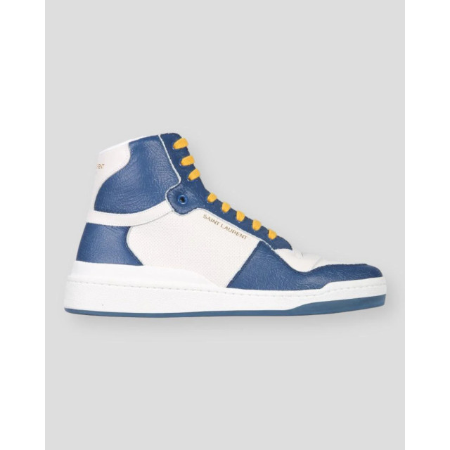 Saint Laurent Kalfsleer mid top sneakers wit/ Saint Laurent Kalfsleer Mid Top Sneakers Wit/Blauw large