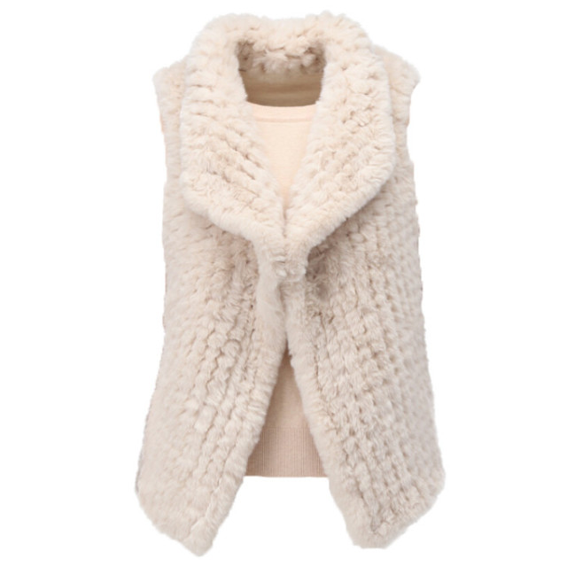 K-Design Faux fur gilet z903- Z903-cream large