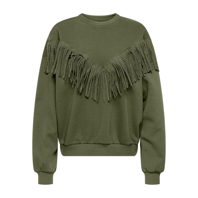 Only Onlfrey ls o-neck fringe swt army 4209.26.0067 large