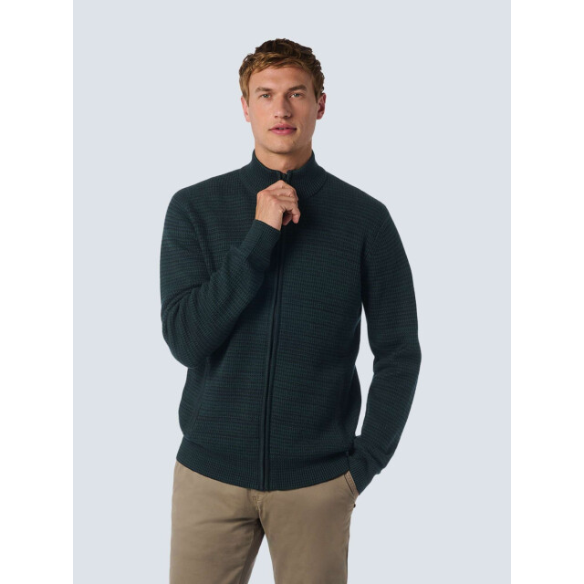 No Excess Cardigan 3 coloured jacquard dark green 25230934-052 large