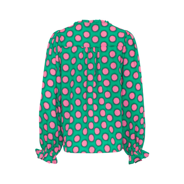 Smashed Lemon 23802 retro print top in groen roze met driekwart mouwen 23802-530-445 large