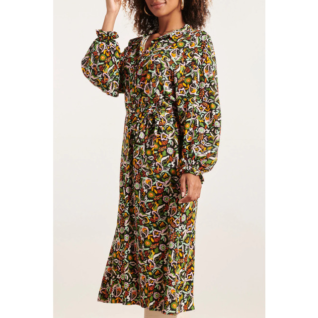 Smashed Lemon 23815 multikleur bloemenprint v-hals jurk 23815-998-3XL large