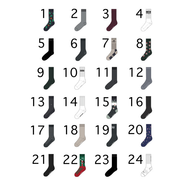 Jack & Jones Heren sokken adventskalender 24-paar giftbox 12180972 large