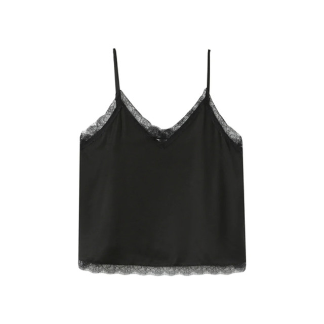 Grace & Mila E spagetti top ombre Zwarte spagetti top met kant Ombre  large