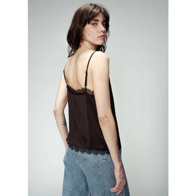 Grace & Mila E spagetti top ombre Zwarte spagetti top met kant Ombre  large