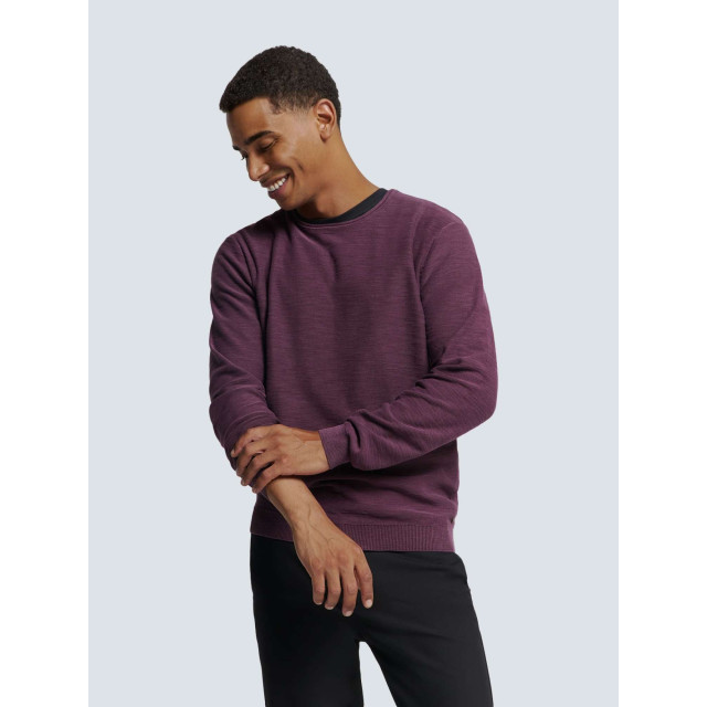 No Excess Pullover crewneck garment dyed + st aubergine 25210801SN-083 large