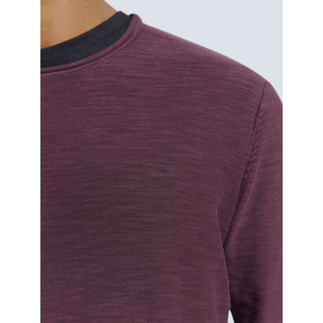 No Excess Pullover crewneck garment dyed + st aubergine 25210801SN-083 large