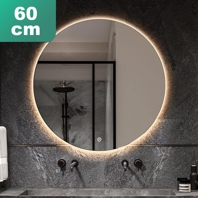 Vtw Living Badkamerspiegel rond 60 cm led verlichting en anti condens verwarming 2979179 large