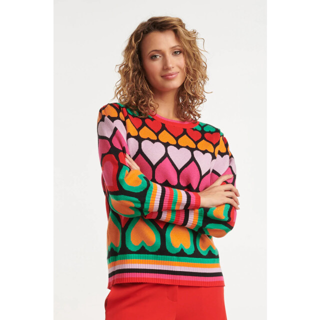 Smashed Lemon 24900 multi gebriede top met hartjesprint | 24900-998-XS large