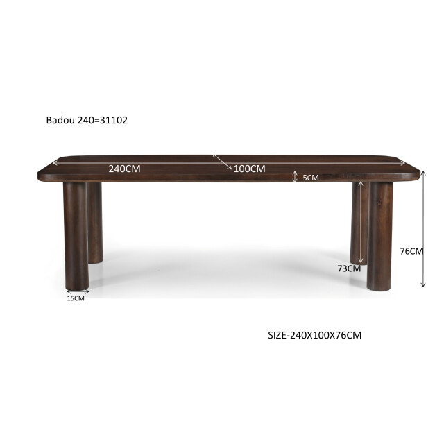 Livingfurn eetkamertafel badou 240cm mangohout 2834832 large