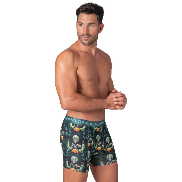 Muchachomalo Heren 2-pack boxershorts print/effen MONKEYGURU1010-01 large