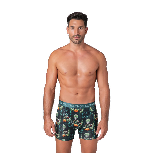 Muchachomalo Heren 2-pack boxershorts print/effen MONKEYGURU1010-01 large