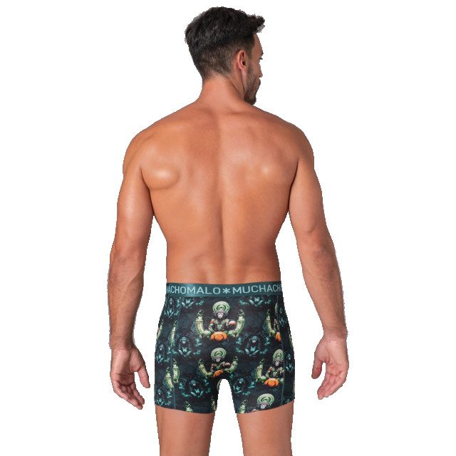 Muchachomalo Heren 2-pack boxershorts print/effen MONKEYGURU1010-01 large