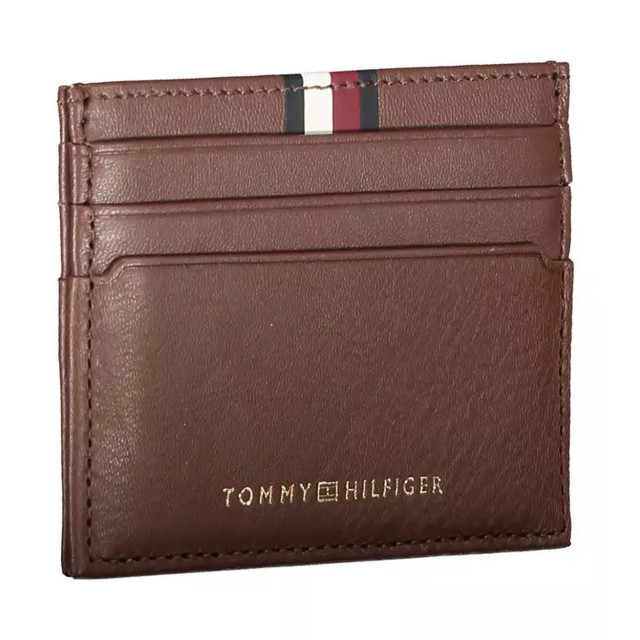 Tommy Hilfiger Elegante leren kaarthouder van Tommy Hilfiger Elegante Bruine Leren Kaarthouder large