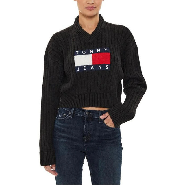 Tommy Hilfiger Trui dames Tommy Hilfiger Zwart Center Flag Trui Dames large