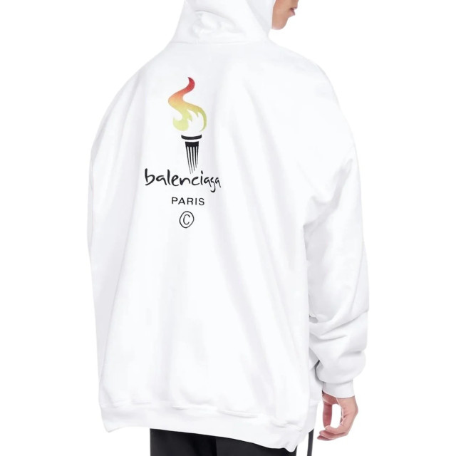 Balenciaga Paris olympic flame print oversized hoodie Balenciaga Parijs Olympische Vlam Oversized Hoodie large