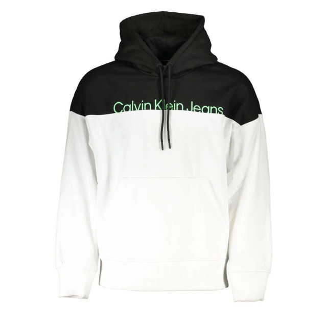 Calvin Klein Wit zwart hoodie Calvin Klein Wit Zwart Colour-Block Hoodie Met Logo large